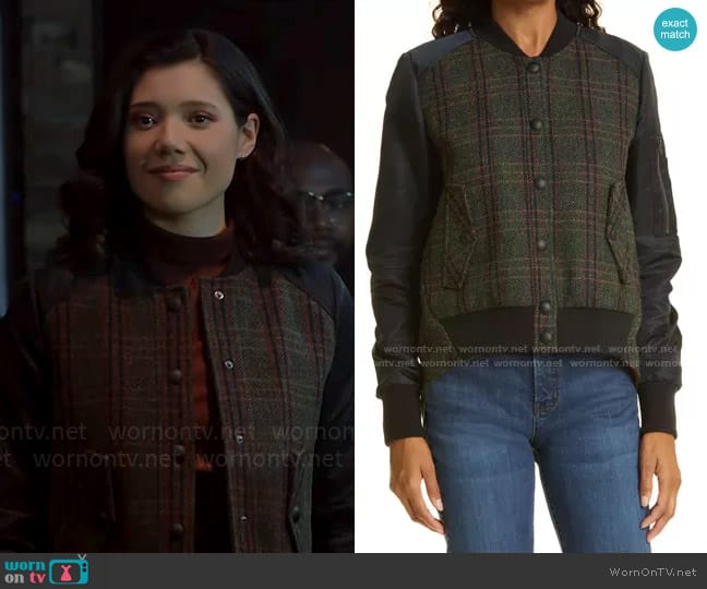 Veronica Beard Duvalle Bomber Jacket worn by Violet Mikami (Hanako Greensmith) on Chicago Fire