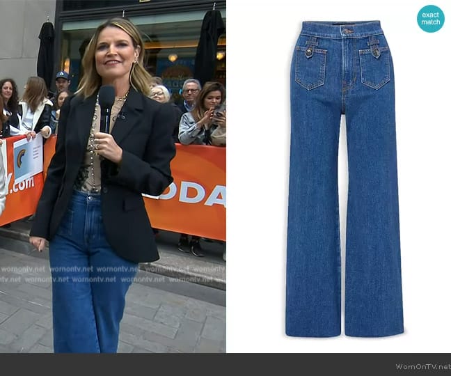 Veronica Beard Grant Wide-Leg Patch Pocket Jeans worn by Savannah Guthrie on Today