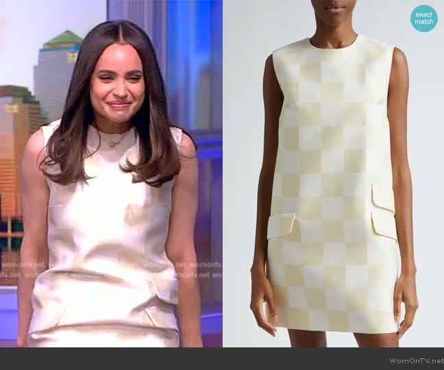 Versace Big Damier Checked Mini Dress worn by Sofia Carson on The View