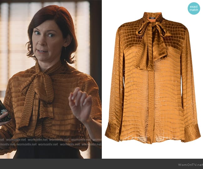 Versace Croc-effect scarf-tie shirt worn by Elsbeth Tascioni (Carrie Preston) on Elsbeth