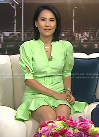 Vicky’s green belted puff sleeve dress on Today