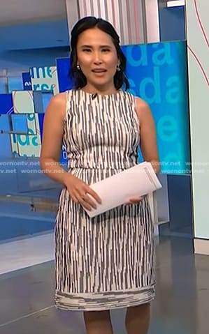 Vicky’s sleeveless print tweed dress on NBC News Daily