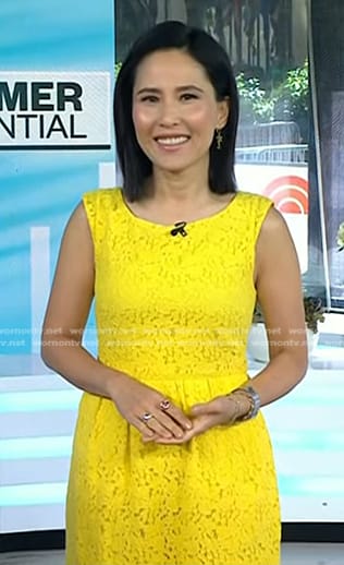 Vicky's yellow sleeveless lace dress on Today