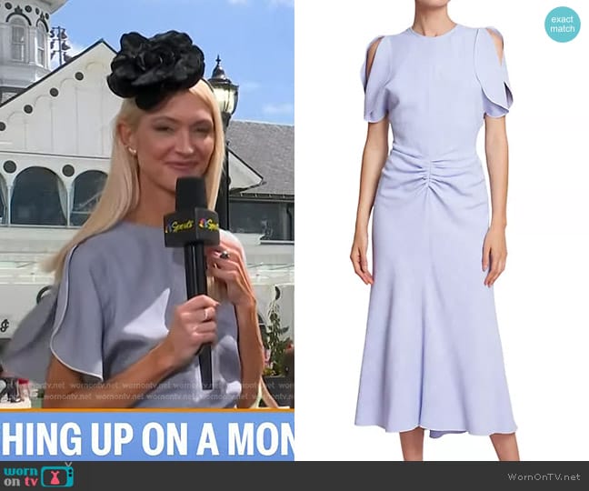 Victoria Beckham Gathered Waist Midi-Dress in Frost worn by Zanna Roberts Rassi on Today