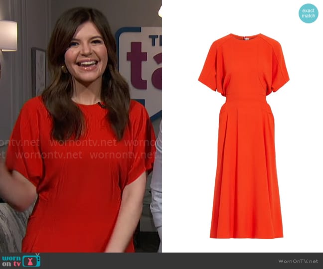 Victoria Beckham Pleated cady midi dress worn by Casey Wilson on The Talk