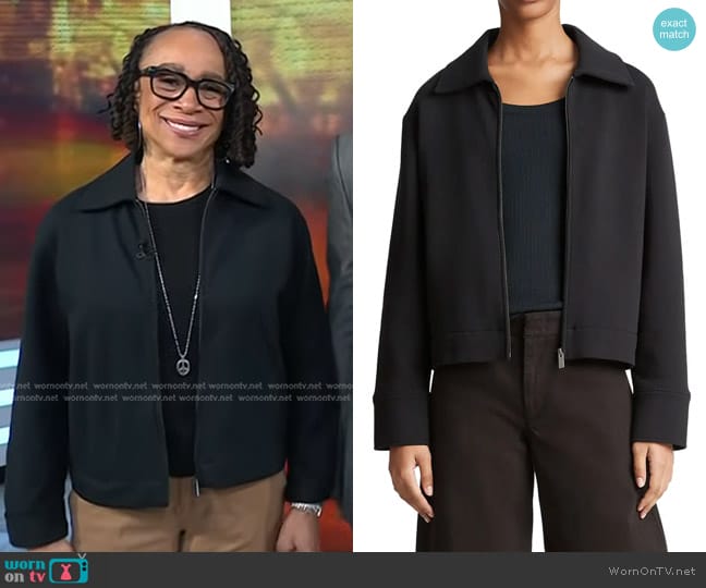 Vince Cotton Blend Jacket in Black worn by S. Epatha Merkerson on Today