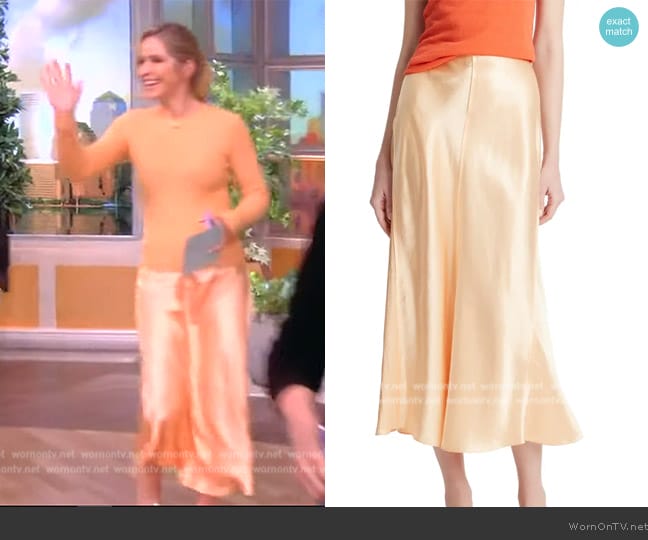 Vince Satin Panelled Slip Skirt worn by Sara Haines on The View