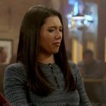 Violet’s blue marled knit henley sweater on Chicago Fire