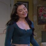 Wendy's green cropped top on Days of our Lives