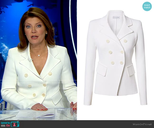 Scanlan Theodore Crepe Knit Tailored Blazer worn by Norah O'Donnell on CBS Evening News