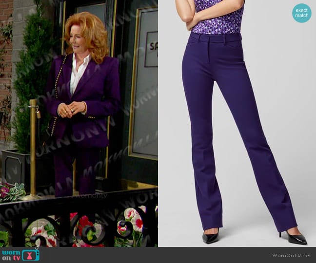 White House Black Market Ines Slim Bootcut Luxe Stretch Pant in Deep Amethyst worn by Maggie Horton (Suzanne Rogers) on Days of our Lives