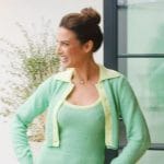 Polly’s mint textured dress and cardigan on Selling the OC