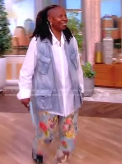 Whoopi’s blue floral print pants on The View