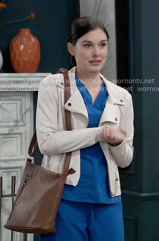 Willow's white moto jacket on General Hospital