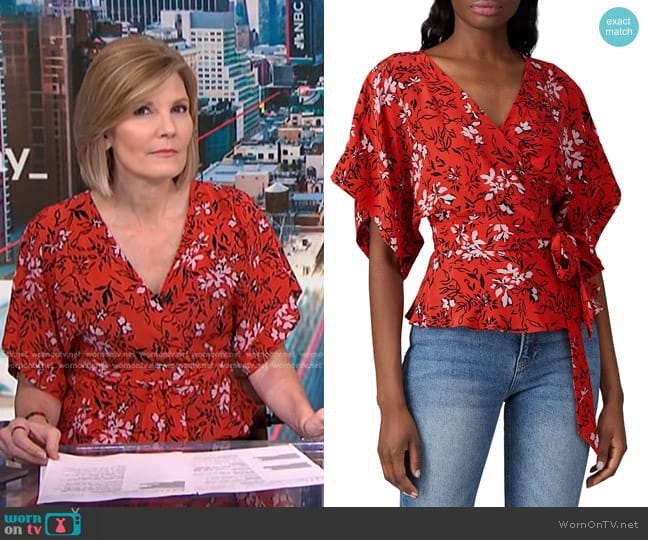 WornOnTV: Kate’s red floral wrap top on NBC News Daily | Kate Snow ...