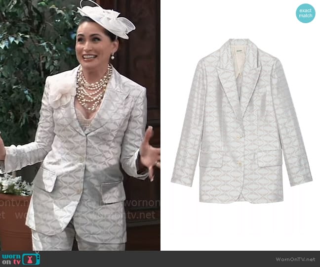 Zadig & Voltaire Vicka Jacquard Wings Blazer in Scout worn by Lois Cerullo (Rena Sofer) on General Hospital