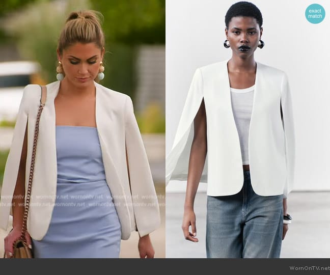 Ali’s white cape blazer on Selling the OC