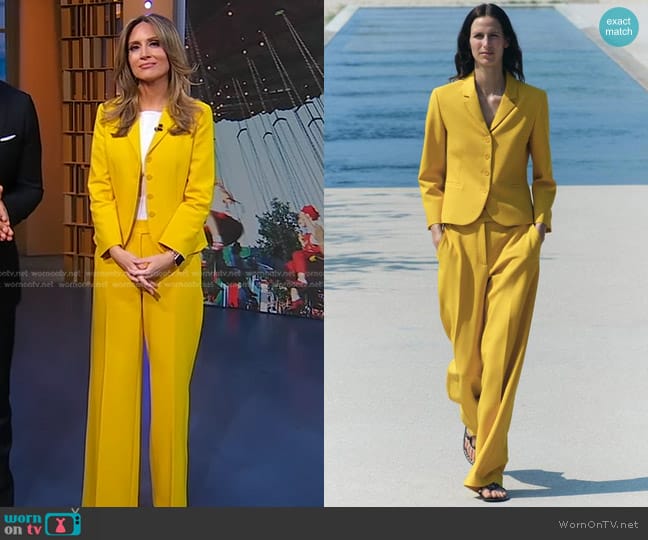 Zara Pocket Blazer and Straight Leg Pants worn by Rhiannon Ally on Good Morning America