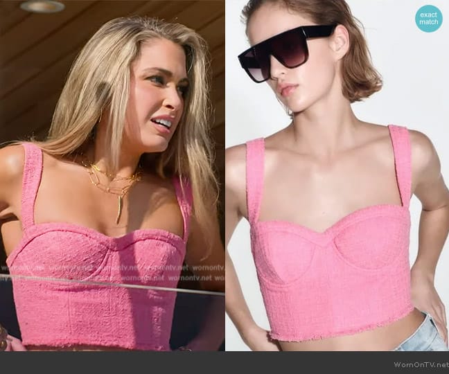 Zara Tweed Cropped Bustier Top worn by Alexandra Harper  on Selling the OC