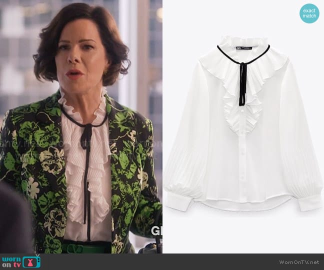 Marc Cain Green Floral Print Blazer worn by Margaret Wright (Marcia Gay Harden) on So Help Me Todd