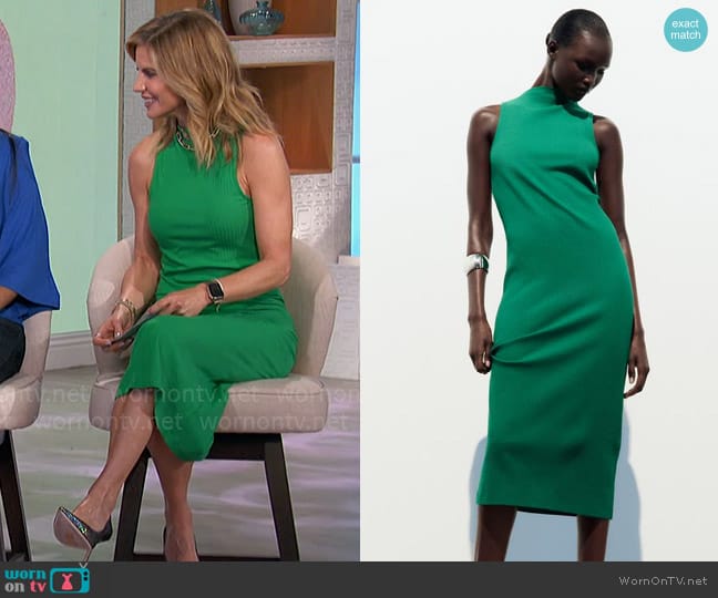 Zara Ribbed Midi Dress worn by Natalie Morales on The Talk