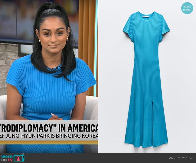 Zara Rib Knit Midi Dress worn by Shanelle Kaul on CBS Mornings