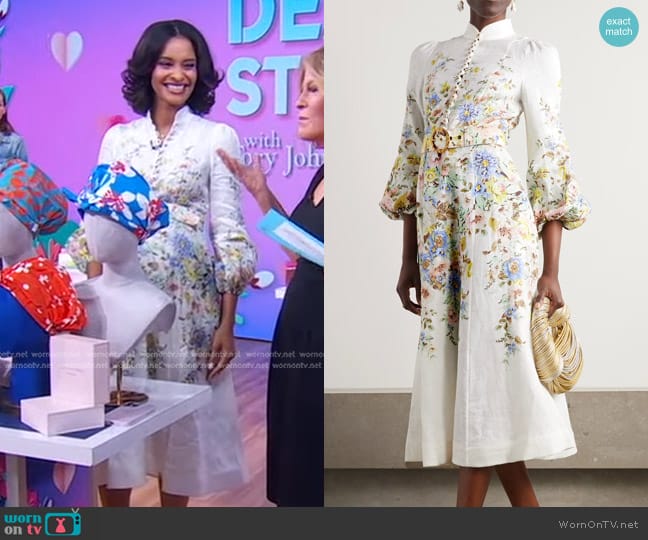 Zimmermann Matchmaker Floral Print Midi Dress worn by Kimanee Mason on Good Morning America