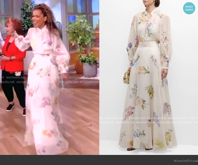 Zimmermann Natura floral-print linen and silk-blend blouse worn by Sunny Hostin on The View