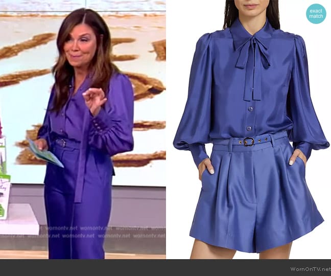 Zimmermann Natura Silk Tie-Neck Blouse worn by Gretta Monahan on The View