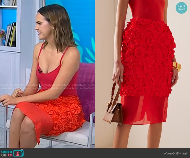 Zimmermann Tranquility Floral-Appliqued Linen Midi Skirt worn by Bailee Madison on Today