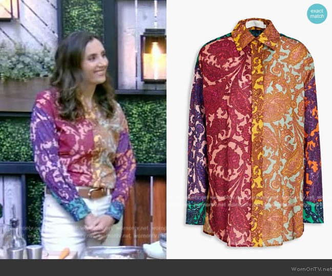 Zimmermann Paisley-print cotton shirt worn by Yumna Jawad on Live with Kelly and Mark