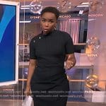 Zinhle’s black ribbed button detail dress on NBC News Daily