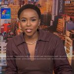 Zinhle’s brown mixed media knit dress on NBC News Daily