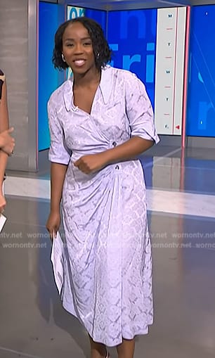 Zinhle's lilac wrap shirtdress on NBC News Daily