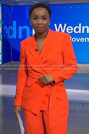 Zinhle's orange wrap blazer on NBC News Daily