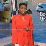 Zinhle's red colorblock cutout dress on NBC News Daily
