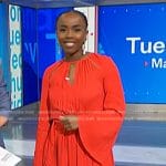 Zinhle's red colorblock cutout dress on NBC News Daily