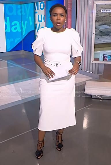 Zinhle Essamuah's white puff sleeve belted dress on Today