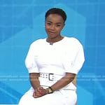 Zinhle Essamuah's white puff sleeve belted dress on Today