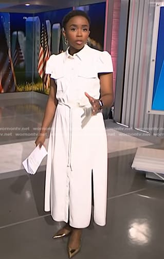 Zinhle’s white leather shirtdress on NBC News Daily