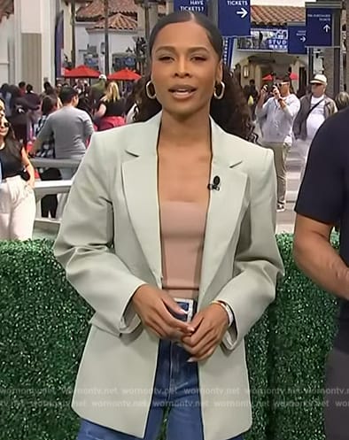 Zuri’s sage blazer on Access Hollywood