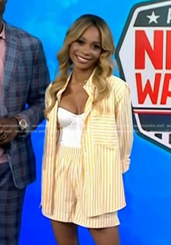 Zuri Hall's yellow striped oversized shirt and shorts on Today