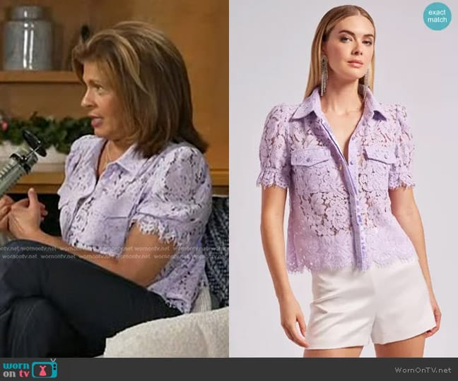 Generation Love Mina Lace Shirt in Lilac worn by Hoda Kotb on Today