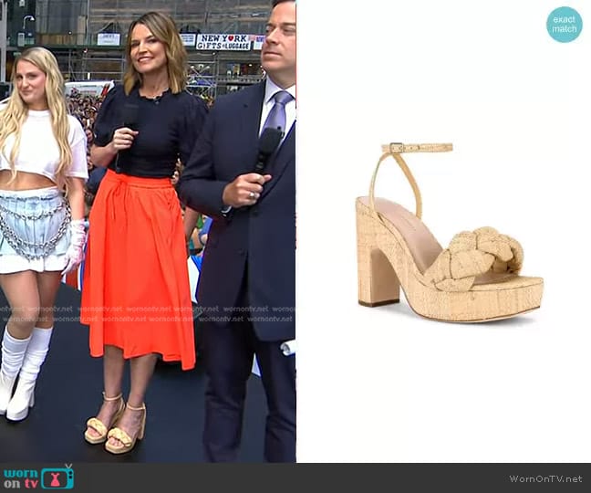 Loeffler Randall Fae Platform Heel Sandals worn by Savannah Guthrie on Today