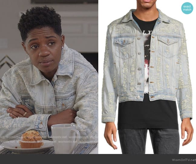 WornOnTV: Coop’s distressed denim jacket on All American | Bre Z ...