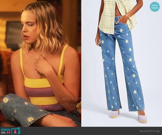 8 by Yoox Embroidered Jeans worn by Imogen Adams (Bailee Madison) on Pretty Little Liars Original Sin