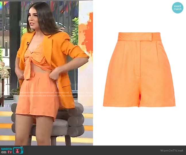 Ashley Park x RTR Tailored Shorts in Orange worn by Erica Wark on Today