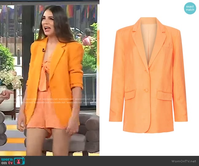 Ashley Park x RTR Blazer in Orange worn by Erica Wark on Today