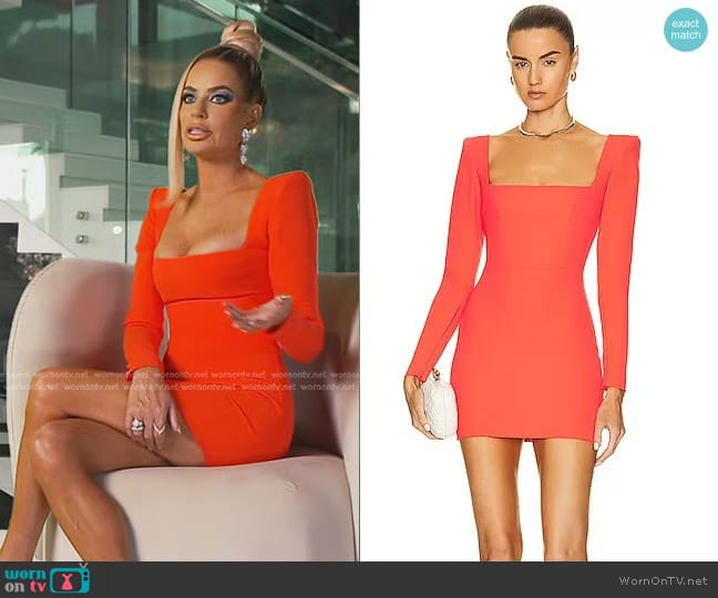 Alex Perry Aaron Portrait Long Sleeve Mini Dress worn by Caroline Stanbury (Caroline Stanbury) on The Real Housewives of Dubai