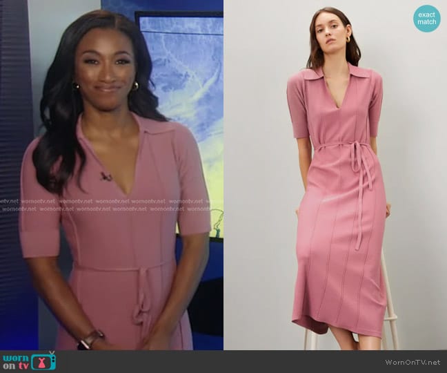 Adam Lippes Collective Knit Collar Dress worn by Brittany Bell on Good Morning America